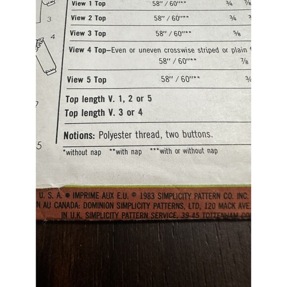 Sewing Pattern Vintage Girls Size 3-6 Pullover Tops Ruffles 1983 simplicity 6006 - Picture 3 of 4
